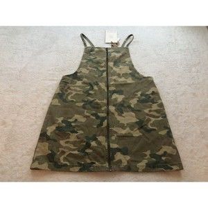 Women's Cotton on 91 Camo DenimFaith Denim Pinafore Mini Dress Sz 6 Beige Green